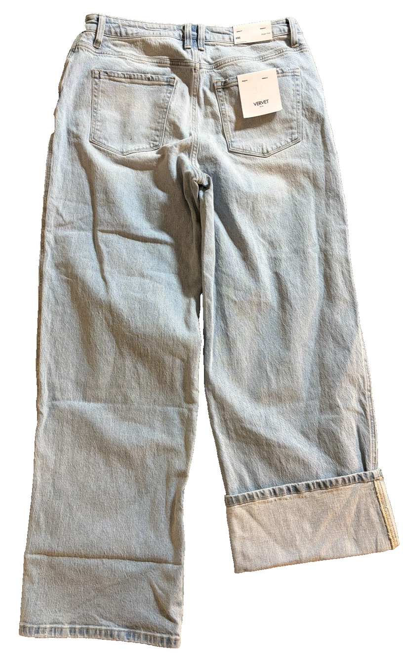 VERVET Flying Monkey Kris Baggy Wide Leg Jeans Light Wash Size 31 Y2K New - Picture 1 of 8